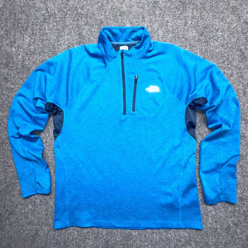 The North Face‎ Mens L G Blue FlashDry 1/4 Zip Pullover Athletic Shirt